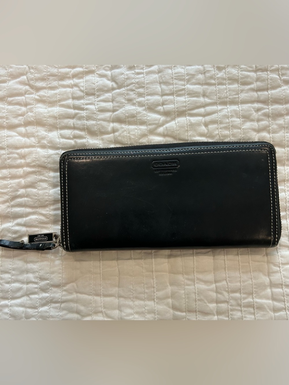 Coach Black Leather Zip Wallet